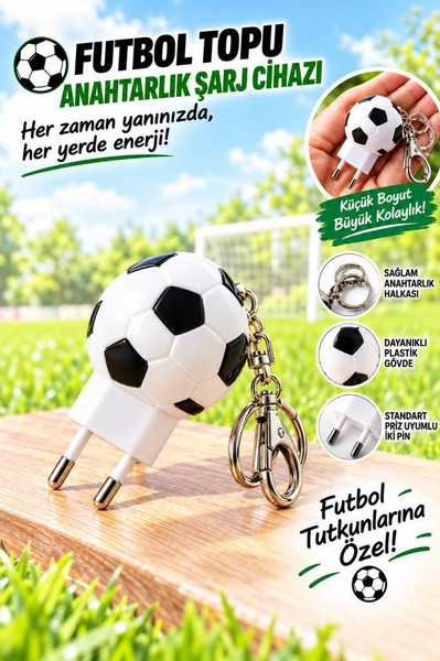 Torima C41 Futbol Topu Görünümlü Anahtarlıklı 20W Hızlı Şarj Cihazı Beyaz Siyah