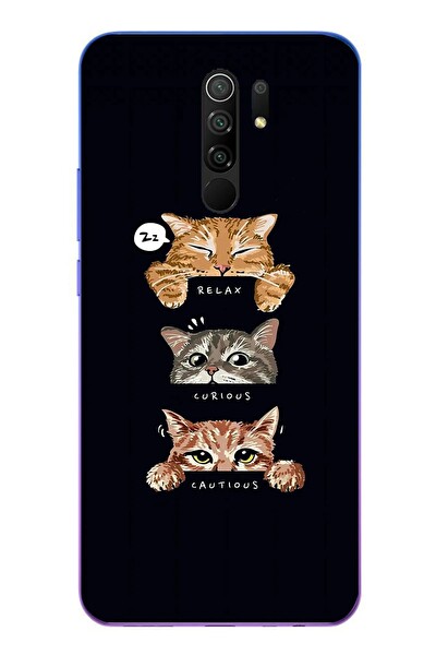 Le Balvo Redmi 9 Uyumlu Kedi Halleri Baskılı Silikon Kılıf
