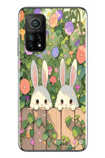 Le Balvo Xiaomi Mi 10 T Uyumlu Tavşan Kardeşler Baskılı Silikon Kılıf