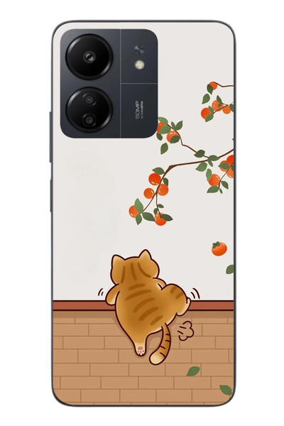 Le Balvo Redmi 13C Uyumlu Kedi Tırmanıyor Baskılı Silikon Kılıf