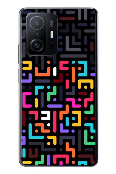 Le Balvo Xiaomi Mi 11 T-11 T Pro Uyumlu Renkli Karışık Çizgiler Baskılı Silikon Kılıf