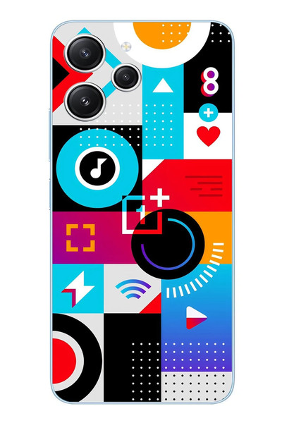Le Balvo Redmi 12 Uyumlu Teknoloji Çizgileri Baskılı Silikon Kılıf