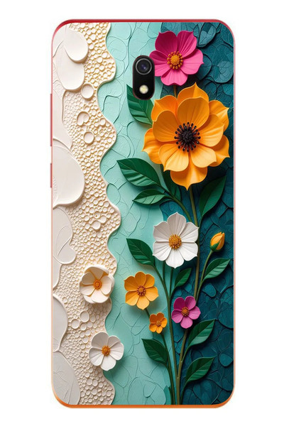 Le Balvo Redmi 8A Uyumlu Güzel Modern Çiçekler Baskılı Silikon Kılıf
