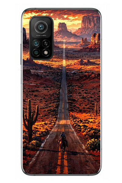 Le Balvo Xiaomi Mi 10 T Uyumlu Kovboy Yolda Baskılı Silikon Kılıf