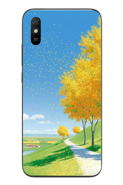 Le Balvo Redmi 9A Uyumlu Sarı Sonbahar Ağacı Baskılı Silikon Kılıf
