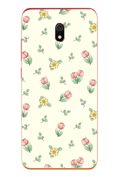 Le Balvo Redmi 8A Uyumlu Lale Çiçekleri Baskılı Silikon Kılıf