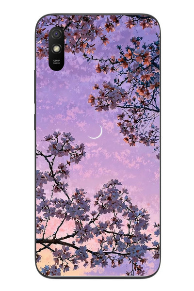 Le Balvo Redmi 9A Uyumlu Mor Gökyüzülü Ağaç Baskılı Silikon Kılıf