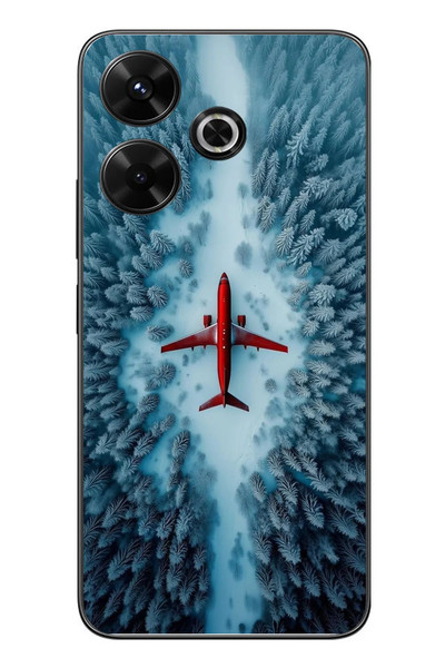 Le Balvo Redmi 13 Uyumlu Kış Ortasında Uçak Baskılı Silikon Kılıf