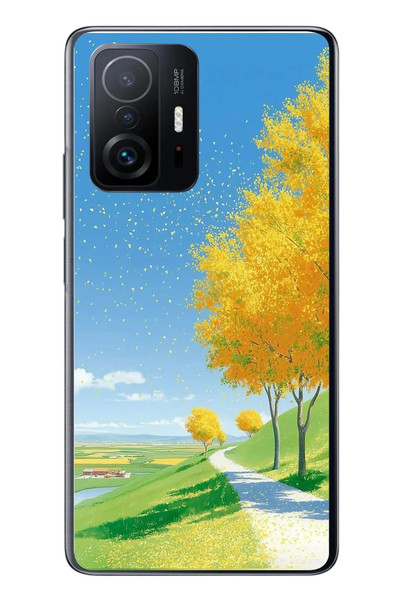 Le Balvo Xiaomi Mi 11 T-11 T Pro Uyumlu Sarı Sonbahar Ağacı Baskılı Silikon Kılıf