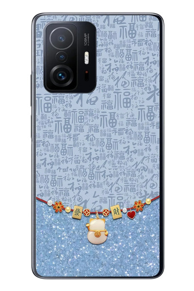 Le Balvo Xiaomi Mi 11 T-11 T Pro Uyumlu Mavi Japon Desen Baskılı Silikon Kılıf
