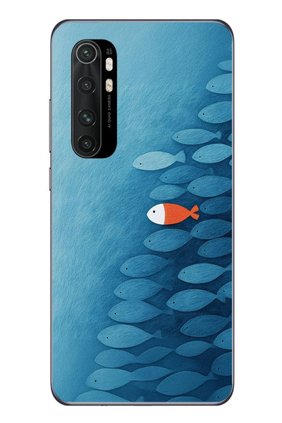 Le Balvo Xiaomi Mi 10 Lite Uyumlu Balıklar Yüzüyor Baskılı Silikon Kılıf