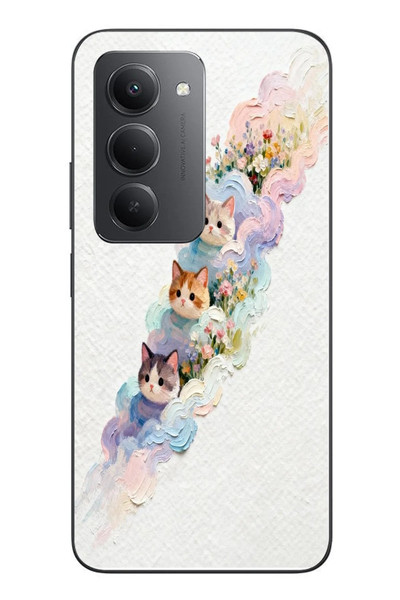 Le Balvo Redmi 15 Uyumlu Yağlı Boya Kediler Baskılı Silikon Kılıf