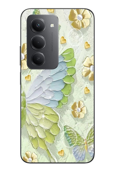Le Balvo Redmi 15 Uyumlu Yeşil Mavi Kelebek Baskılı Silikon Kılıf