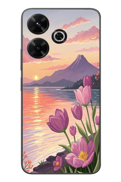 Le Balvo Redmi 13 Uyumlu Çiçek Yağlı Boya Baskılı Silikon Kılıf