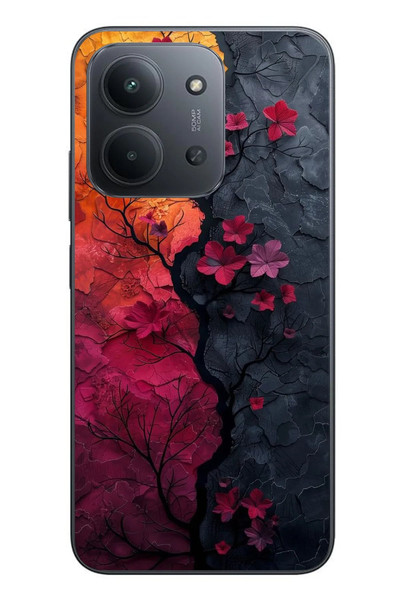 Le Balvo Redmi 15C Uyumlu Yaprak Geçişkenliği Baskılı Silikon Kılıf