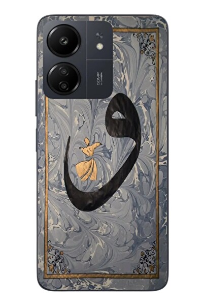 Le Balvo Redmi 13C Uyumlu Vav Harfi Gri Baskılı Silikon Kılıf