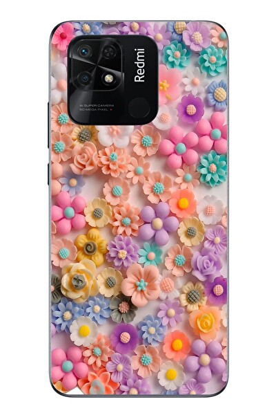 Le Balvo Redmi 10C Uyumlu Çiçek Bükleleri Baskılı Silikon Kılıf