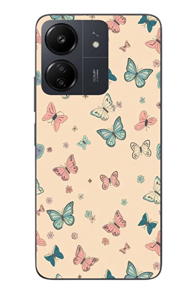 Le Balvo Redmi 13C Uyumlu Renkli Kelebekler Baskılı Silikon Kılıf