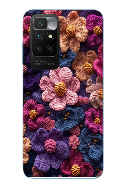 Le Balvo Redmi 10 2022 Uyumlu Çiçek Örgüsü Baskılı Silikon Kılıf