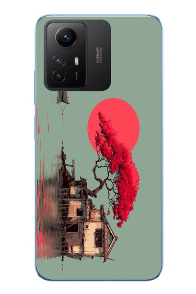 Le Balvo Redmi Note 12S Uyumlu Sahil Evi Baskılı Silikon Kılıf