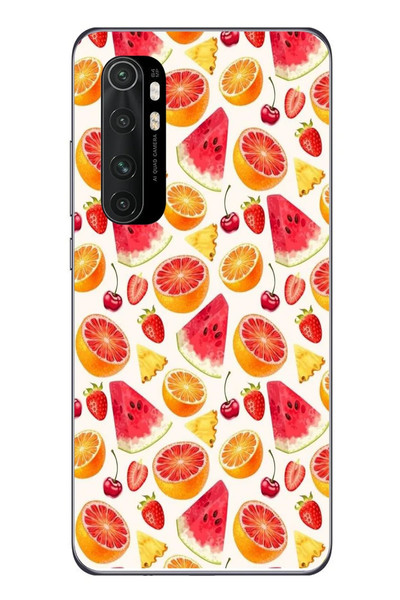 Le Balvo Xiaomi Mi 10 Lite Uyumlu Karpuz ve Kan Portakalı Baskılı Silikon Kılıf