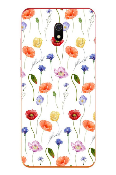 Le Balvo Redmi 8A Uyumlu Sade Tek Çiçekler Baskılı Silikon Kılıf