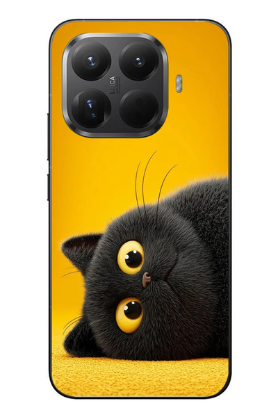 Le Balvo Xiaomi Mi 15T Pro Uyumlu Yan Bakan Siyah Kedi Baskılı Silikon Kılıf