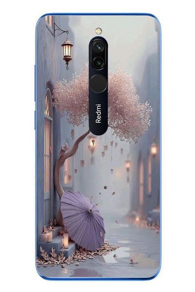 Le Balvo Redmi 8 Uyumlu Mor Lamba Altı Baskılı Silikon Kılıf