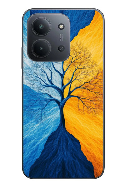 Le Balvo Redmi 15C Uyumlu Sarı Mavi Ağaç Baskılı Silikon Kılıf