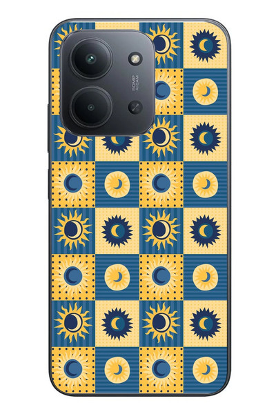 Le Balvo Redmi 15C Uyumlu Damalı Papatyalar Baskılı Silikon Kılıf
