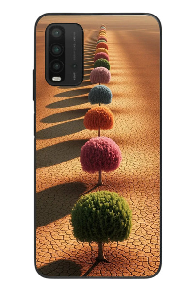 Le Balvo Redmi 9T Uyumlu Sıralı Renkli Ağaçlar Baskılı Silikon Kılıf