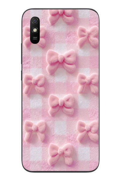 Le Balvo Redmi 9A Uyumlu Pembe Kurdeleler Baskılı Silikon Kılıf