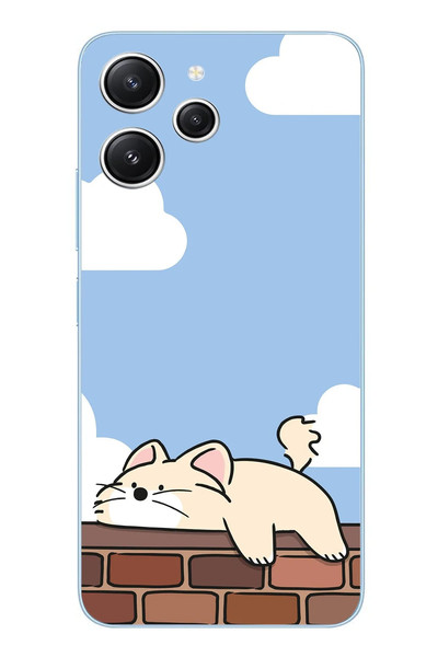 Le Balvo Redmi 12 Uyumlu Duvar Üstünde Kedi Baskılı Silikon Kılıf