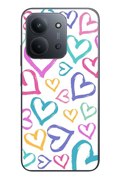 Le Balvo Redmi 15C Uyumlu Modern Çizgi Kalpler Baskılı Silikon Kılıf