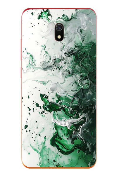 Le Balvo Redmi 8A Uyumlu Yeşil Beyaz Dalgalar Baskılı Silikon Kılıf