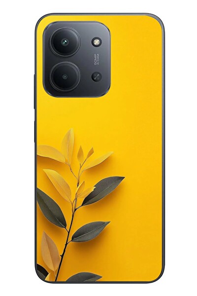 Le Balvo Redmi 15C Uyumlu Sarı Siyah Çiçekler Baskılı Silikon Kılıf