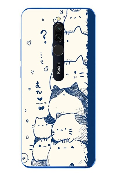 Le Balvo Redmi 8 Uyumlu Mavi Kedi Kardeşliği Baskılı Silikon Kılıf