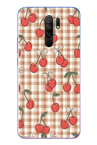 Le Balvo Redmi 9 Uyumlu Kurdeleli Kiraz Baskılı Silikon Kılıf