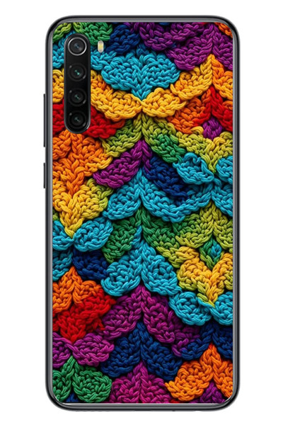 Le Balvo Redmi Note 8 Uyumlu Renkli Örgüler Baskılı Silikon Kılıf
