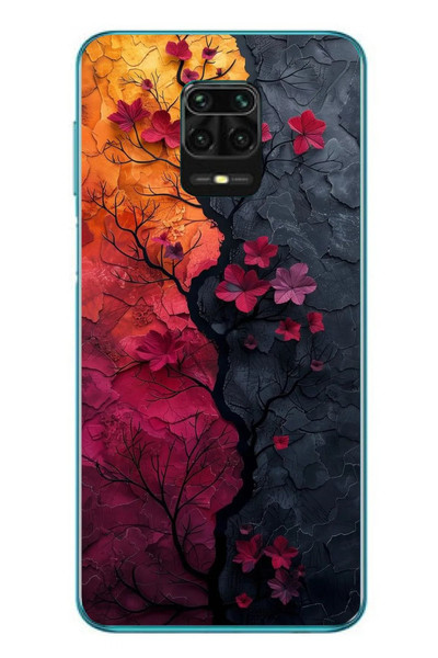 Le Balvo Redmi Note 9s Uyumlu Yaprak Geçişkenliği Baskılı Silikon Kılıf