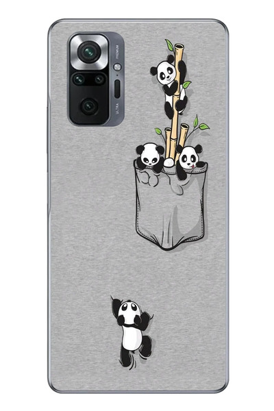 Le Balvo Redmi Note 10 Uyumlu Cepli Panda Baskılı Silikon Kılıf