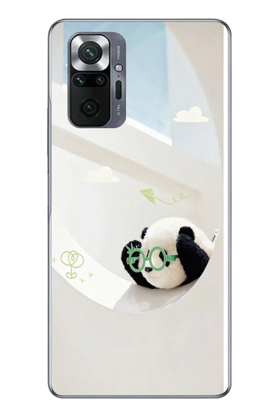 Le Balvo Redmi Note 10 Uyumlu Gözlüklü Panda Baskılı Silikon Kılıf