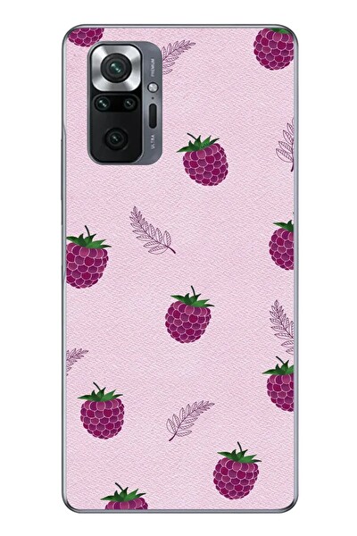 Le Balvo Redmi Note 10 Uyumlu Çilekler Pembesi Baskılı Silikon Kılıf