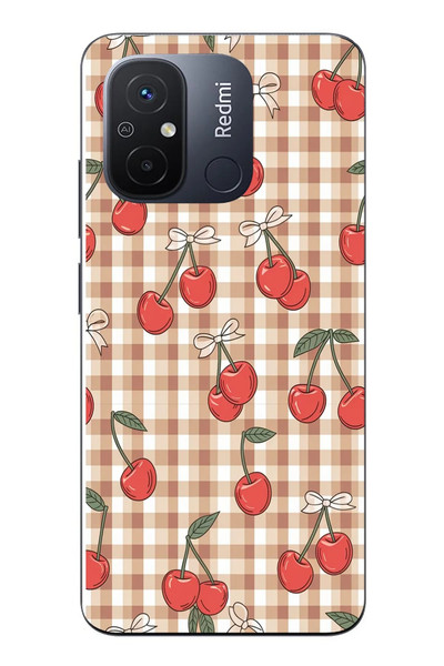 Le Balvo Redmi 12C Uyumlu Kurdeleli Kiraz Baskılı Silikon Kılıf