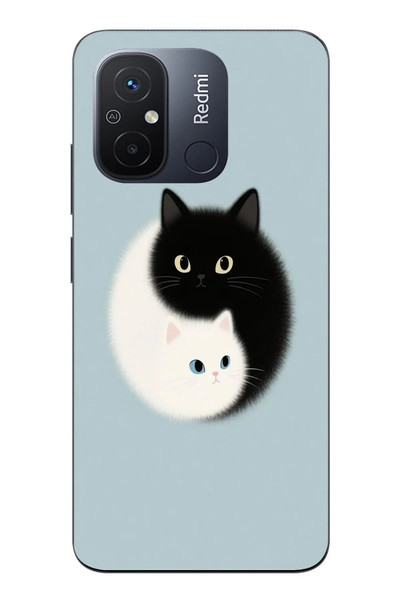 Le Balvo Redmi 12C Uyumlu Yin Yang Kediler Baskılı Silikon Kılıf