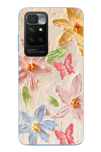 Le Balvo Redmi 10 2022 Uyumlu Kelebekli Papatya Baskılı Silikon Kılıf