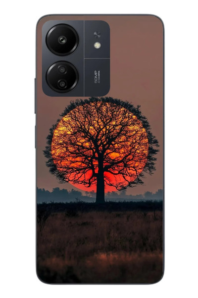 Le Balvo Redmi 13C Uyumlu Güneşe Denk Gelen Ağaç Baskılı Silikon Kılıf