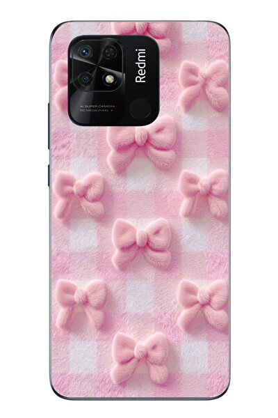Le Balvo Redmi 10C Uyumlu Pembe Kurdeleler Baskılı Silikon Kılıf