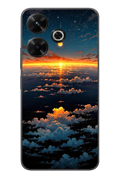 Le Balvo Redmi 13 Uyumlu Gün Batımı ve Ay Baskılı Silikon Kılıf