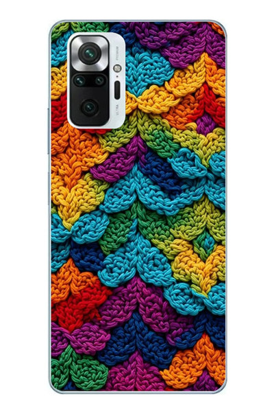 Le Balvo Redmi Note 10 Pro Uyumlu Renkli Örgüler Baskılı Silikon Kılıf